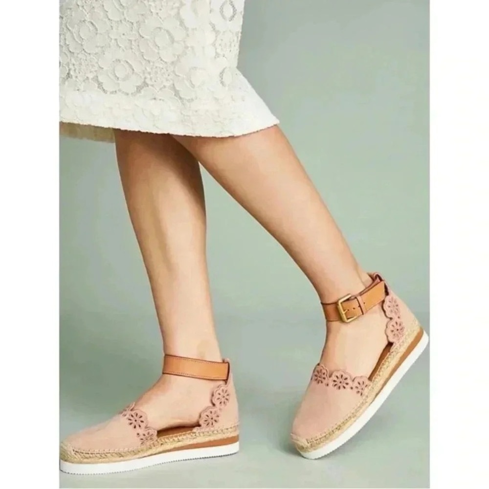 See By Chloe Glyn Suede Espadrille Cipria Color Size 8 Boho Feminine Summer 8